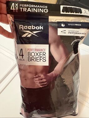 Reebok Black Performance Boxer Briefs 4-Pack